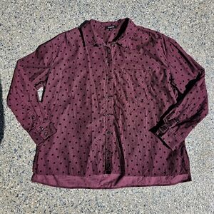 Madewell | Maroon and Black Polka Dot Shirt